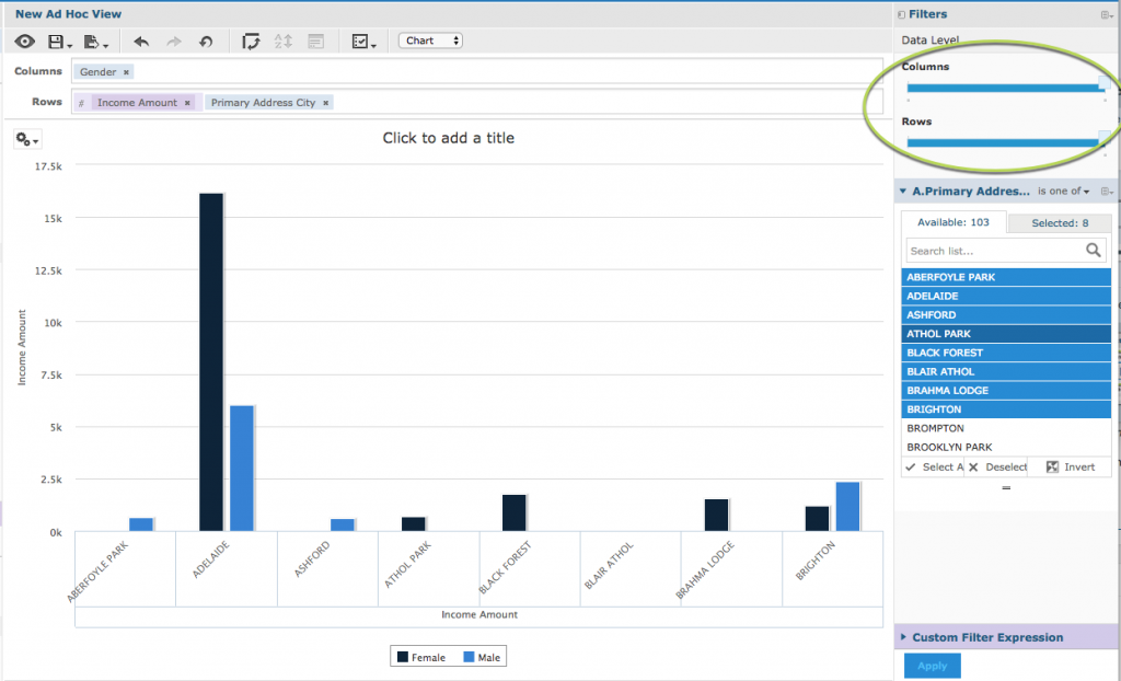 Ad Hoc View – Column Chart – Community BI Support