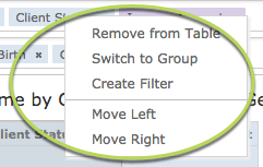 Columns and Groups Filter