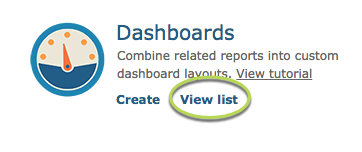 View Dashboards list