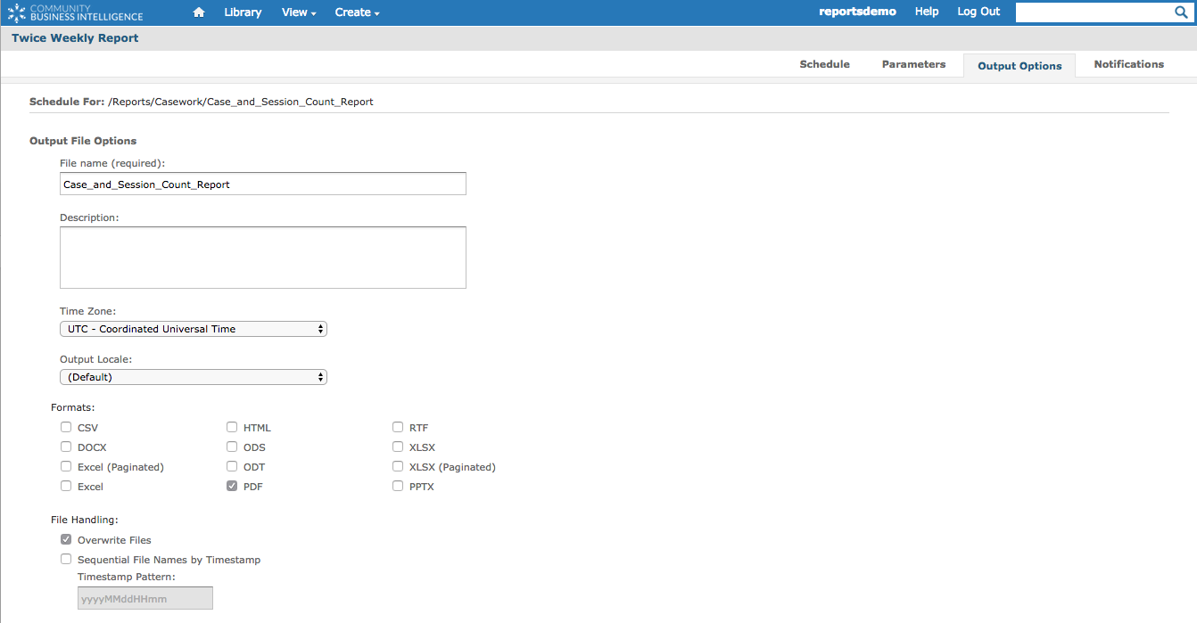 Output Options Tab