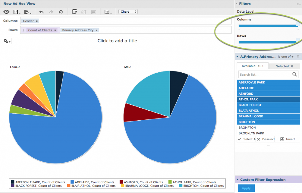 Ad Hoc View – Pie Chart – Community BI Support