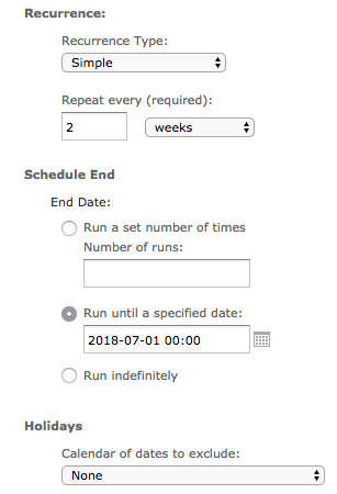 Simple Recurrence Settings