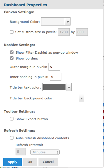 Dashboard Properties